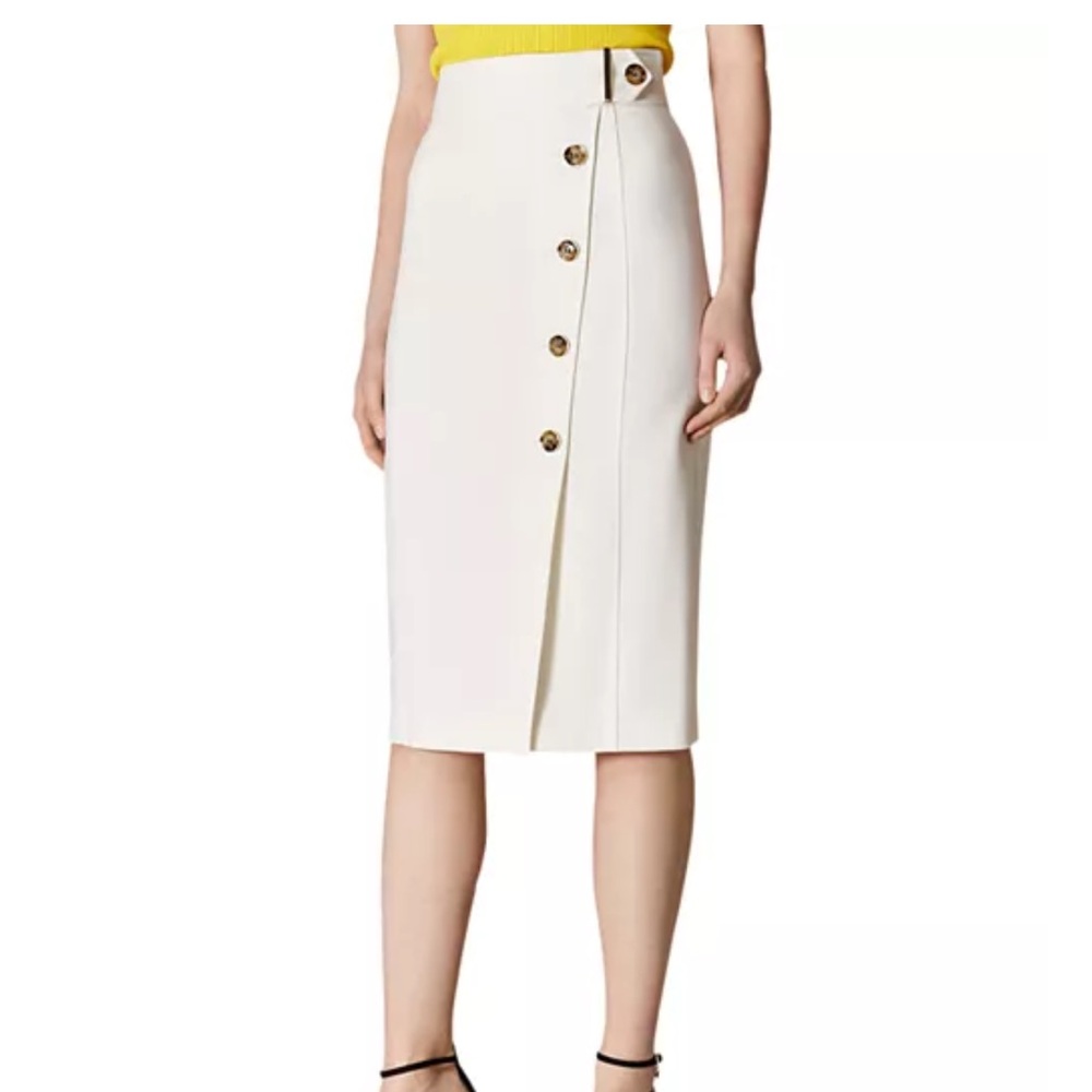 Karen Millen White Button-Front Pencil Skirt Size 6 - Picture 7 of 7